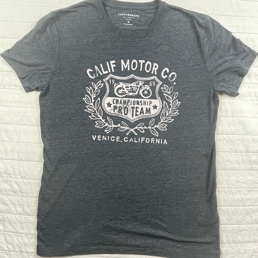 Lucky Brand California Motor Co. Gray Graphic T-Shirt for Men Medium